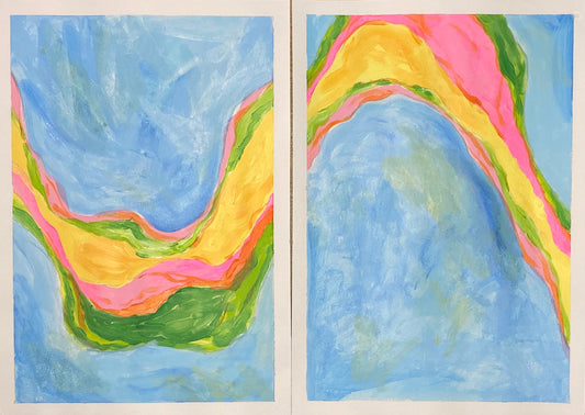 Original Acrylic Painting- Watermelon Lemonade Diptych